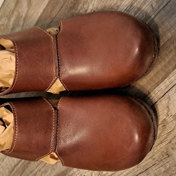 Dansko Riley Brown Chunky Slingback Leather Clog Heels - Picture 2 of 8